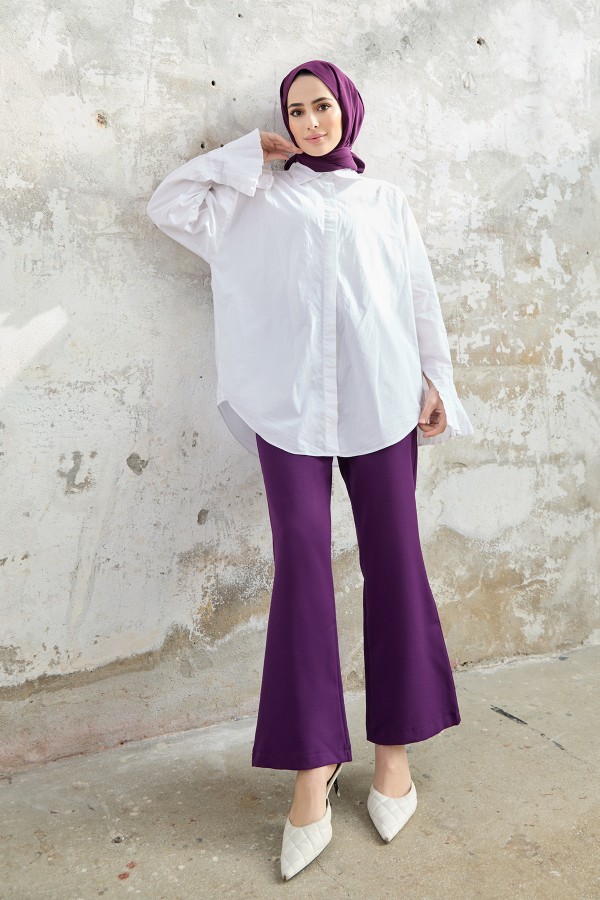 İspanyol Paça Pantolon - Mürdüm