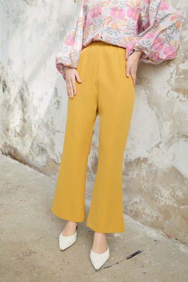 İspanyol Paça Pantolon - Sarı