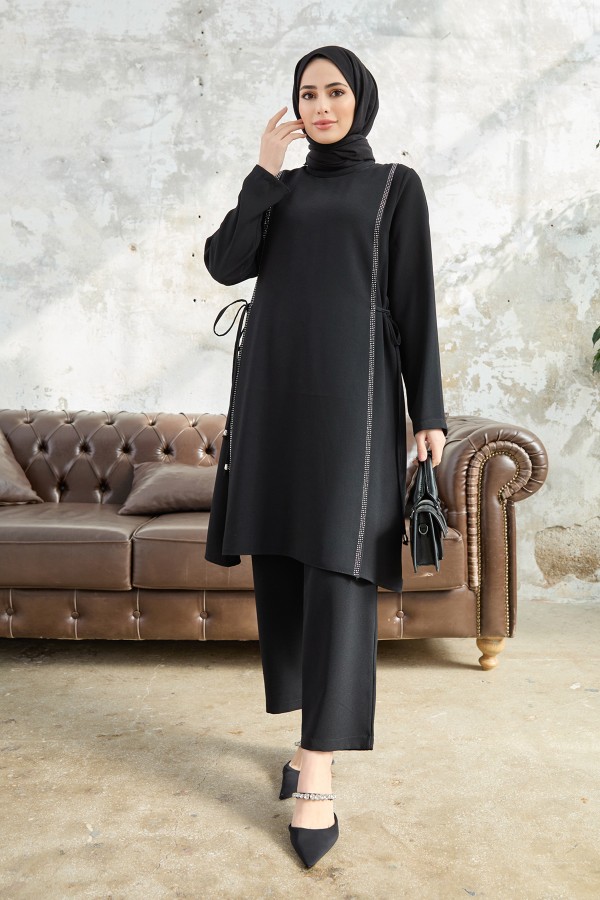 Side Tie Suit - Black