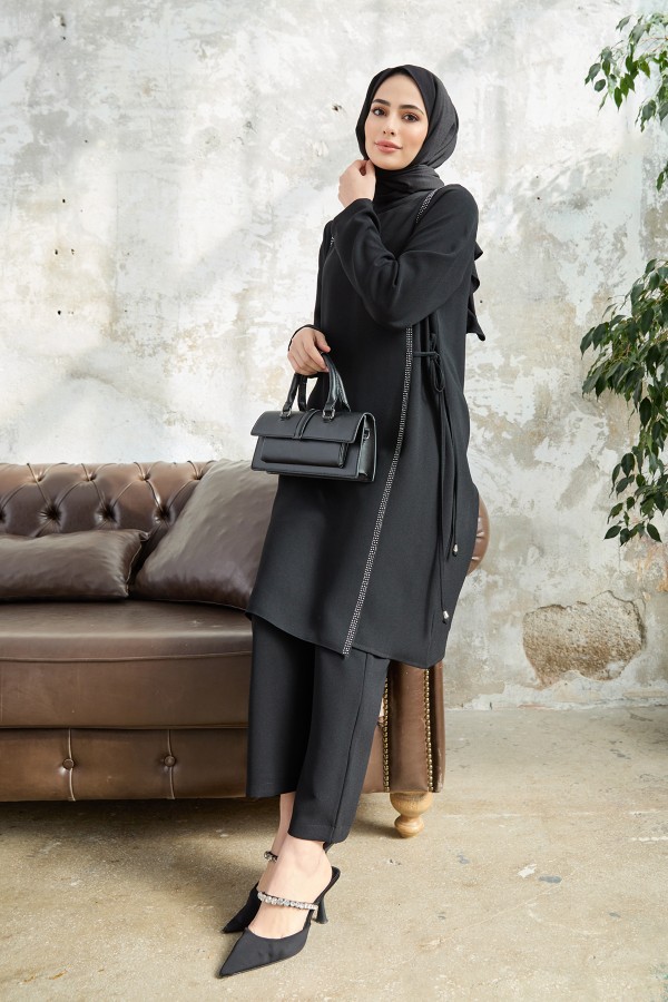 Side Tie Suit - Black