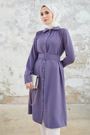 Belted Shoulder Stone Tunic - Lilac