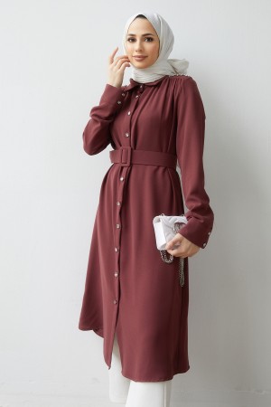 Belted Shoulder Stone Tunic - Dried Rose