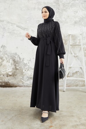 Pera Stone Dress - Black