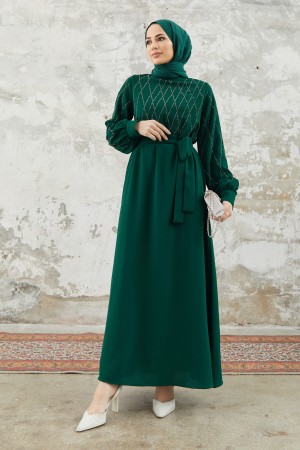 Pera Stone Dress - Emerald