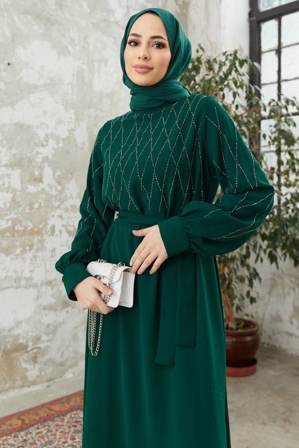 Pera Stone Dress - Emerald