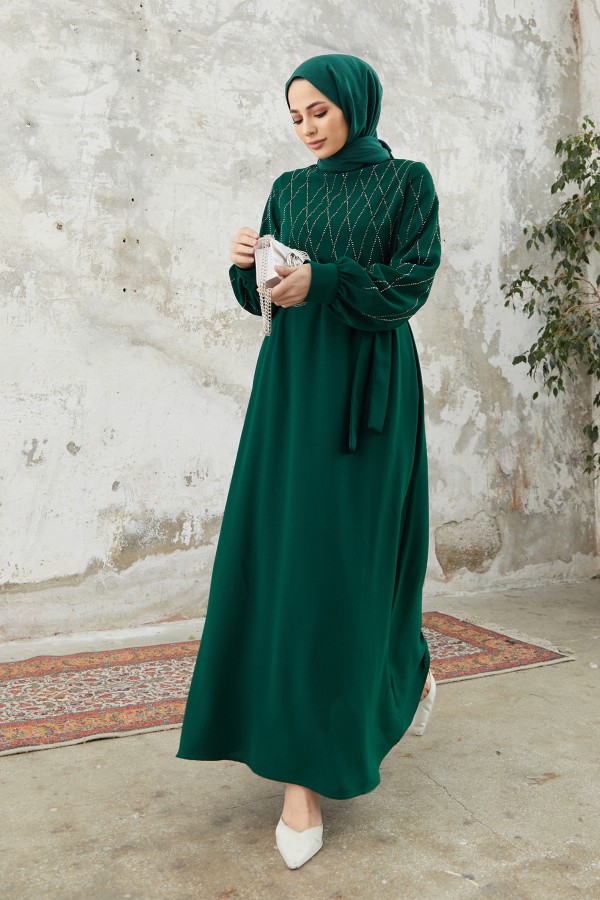 Pera Stone Dress - Emerald
