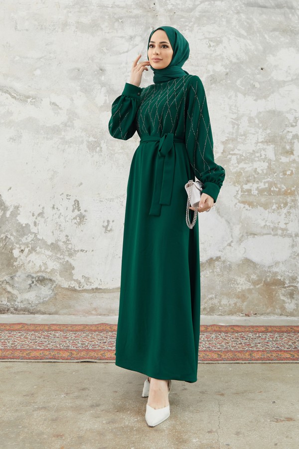 Pera Stone Dress - Emerald