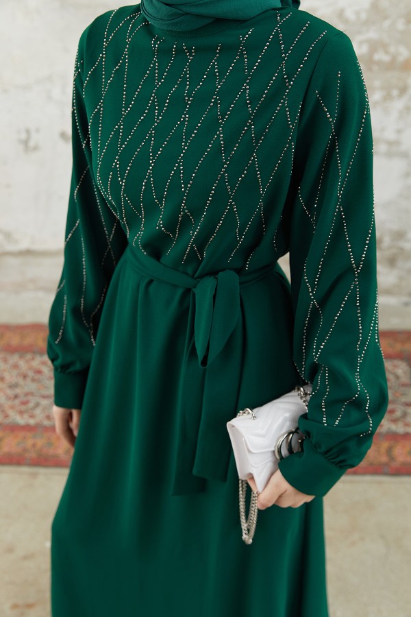 Pera Stone Dress - Emerald
