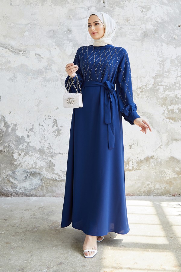 Pera Stone Dress - Indigo