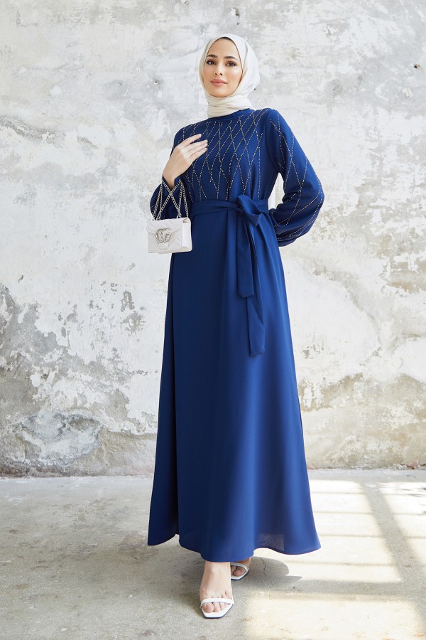 Pera Stone Dress - Indigo