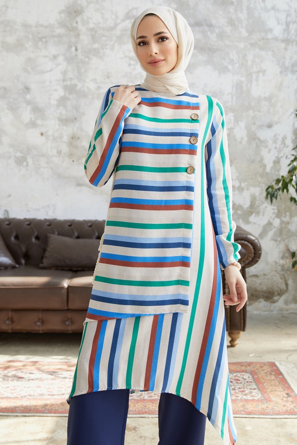 Çizgi Desenli Takım - Lacivert