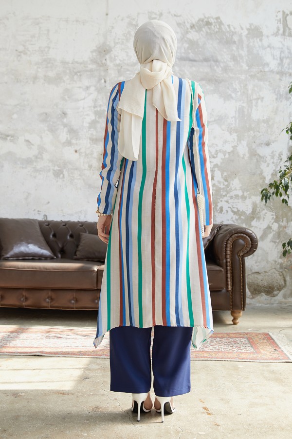 Çizgi Desenli Takım - Lacivert