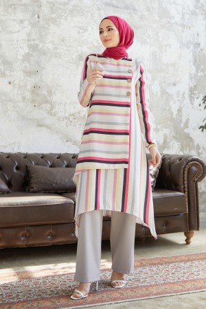 Line Pattern Suit - Gray