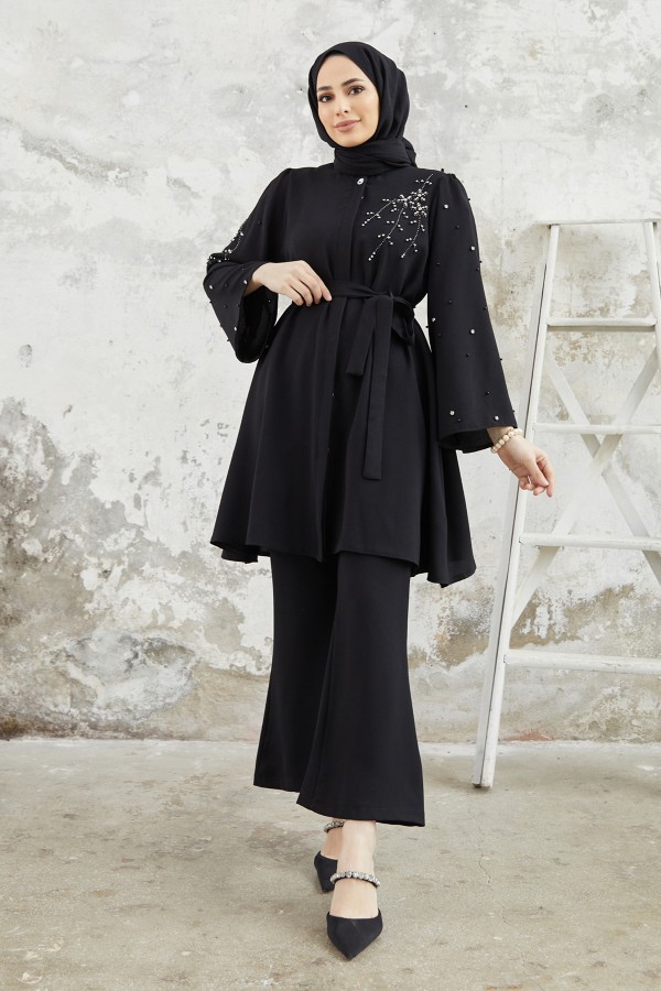 Rina Tunic Pants Set - Black