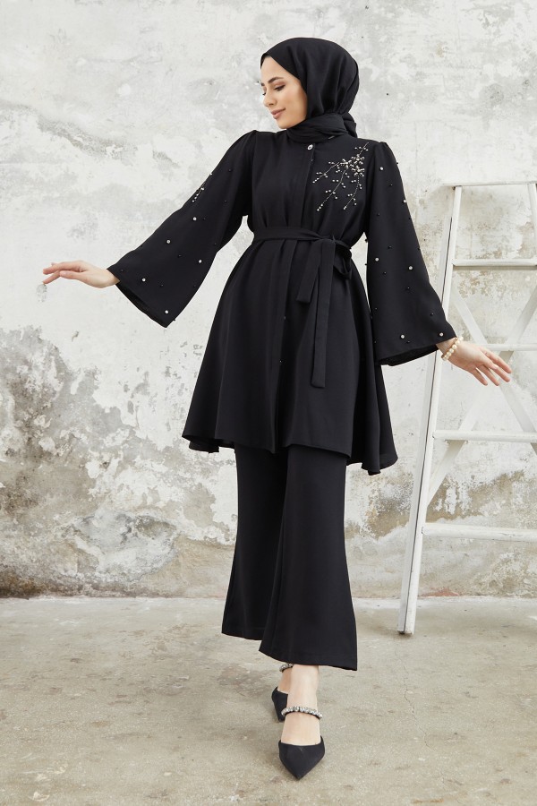 Rina Tunic Pants Set - Black