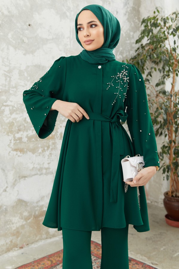 Rina Tunik Pantolon Takım - Zümrüt