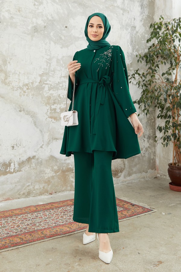 Rina Tunik Pantolon Takım - Zümrüt