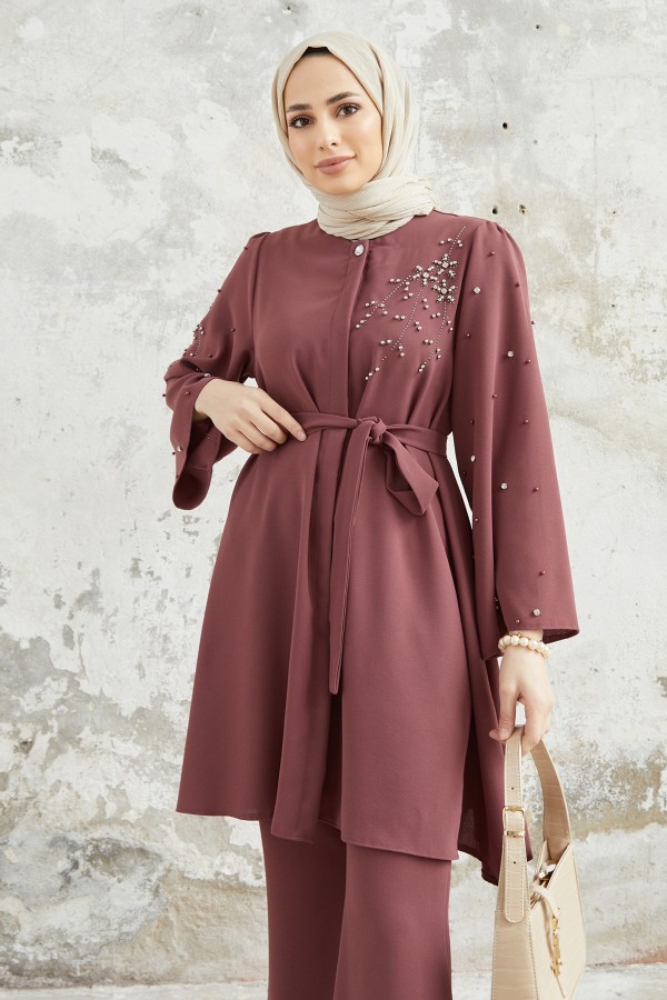 Rina Tunik Pantolon Takım - Gül Kurusu