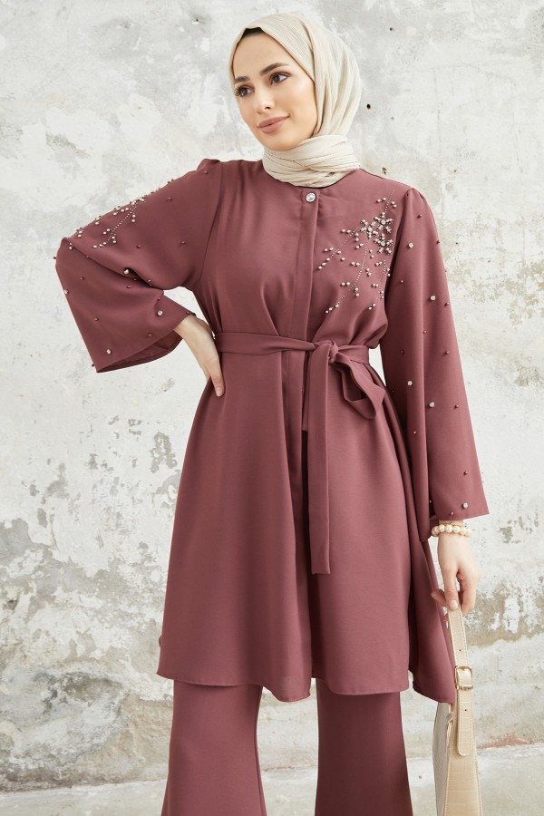 Rina Tunik Pantolon Takım - Gül Kurusu