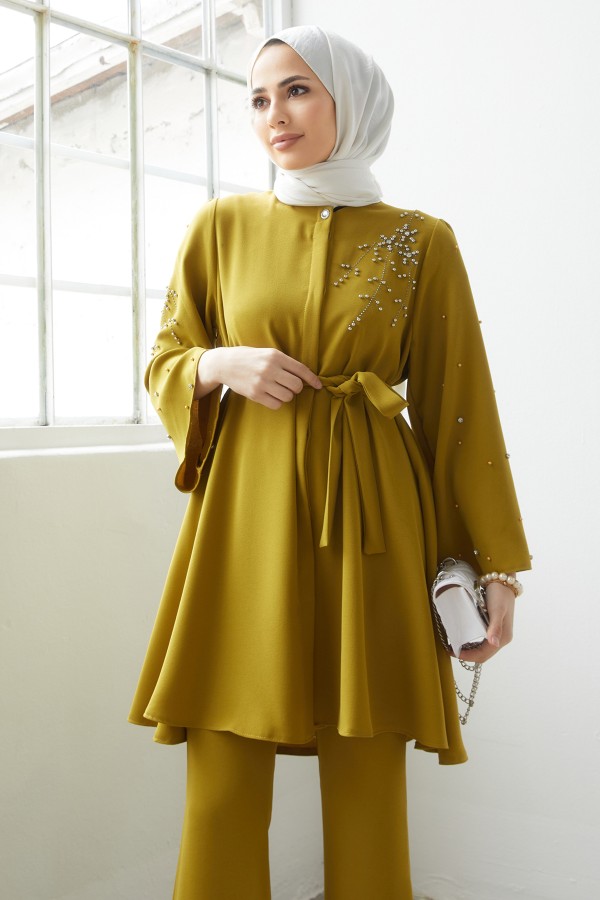 Rina Tunik Pantolon Takım - Yağ Yeşili