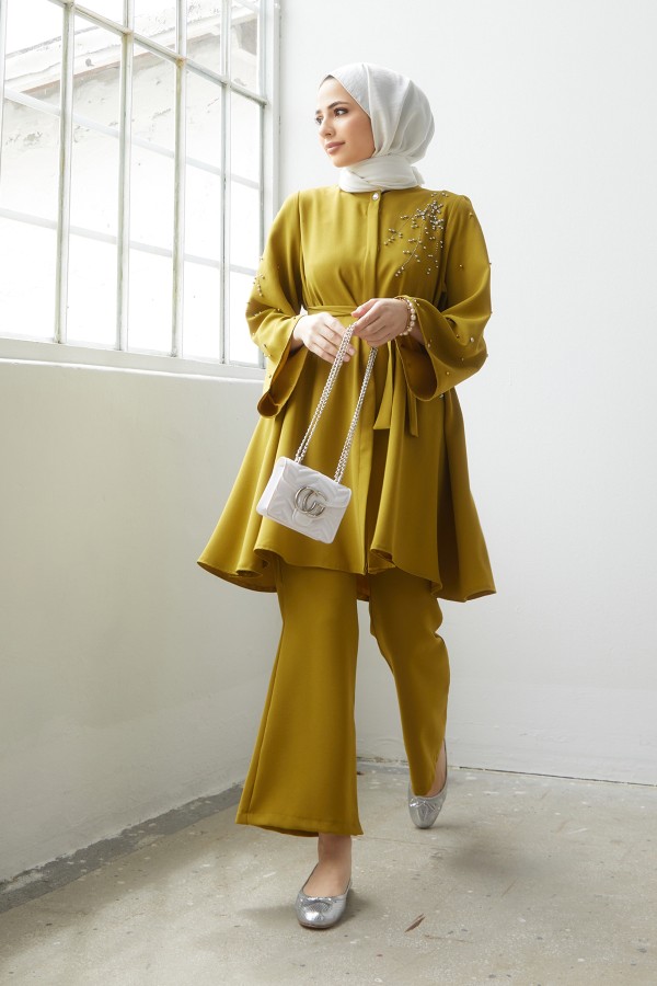 Rina Tunik Pantolon Takım - Yağ Yeşili