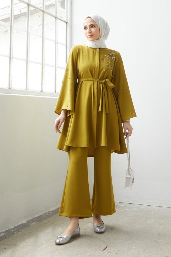 Rina Tunik Pantolon Takım - Yağ Yeşili