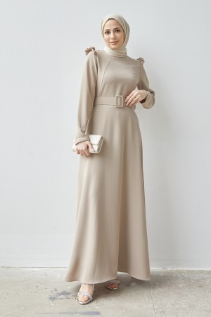 Belted Dress - Beige