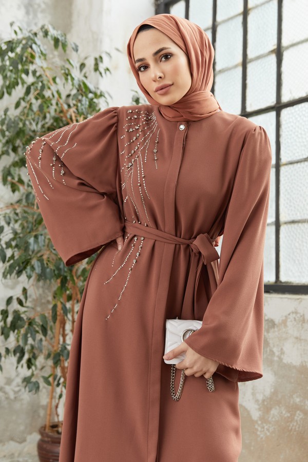 Viona Taşlı Abaya - Camel