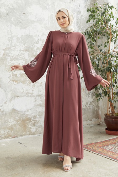 Liva Arms Stone Abaya - Dried Rose
