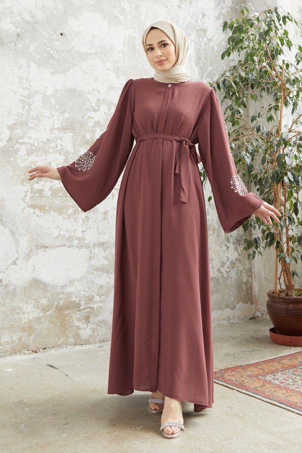 Liva Arms Stone Abaya - Dried Rose