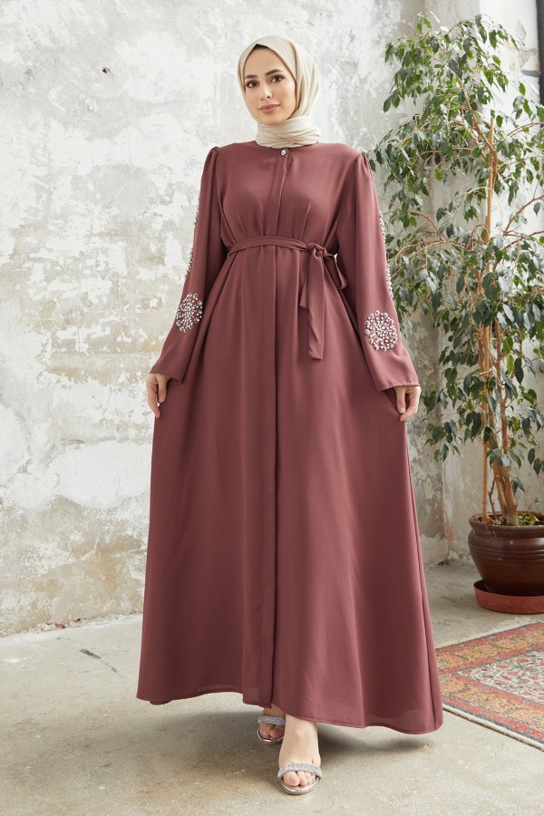Liva Arms Stone Abaya - Dried Rose