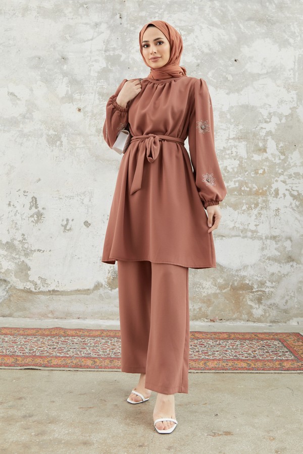 Mila Belted Set - Camel