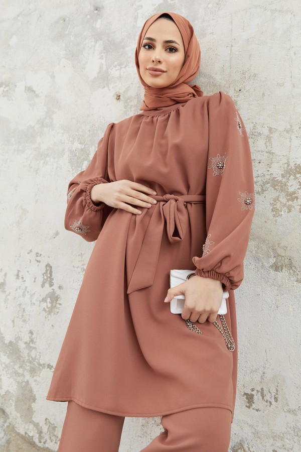 Mila Belted Set - Camel