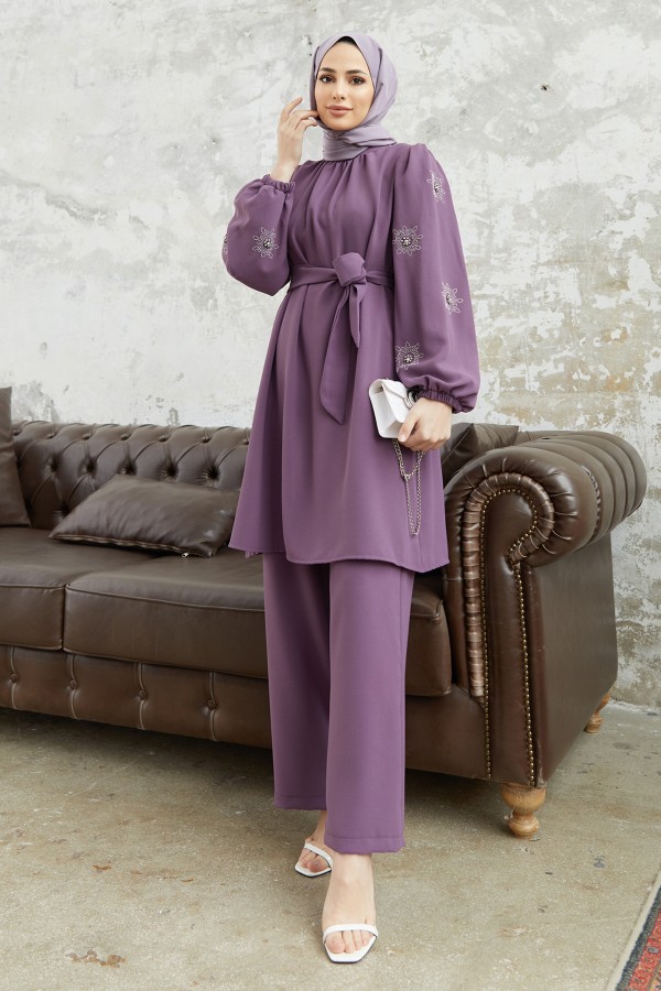 Mila Belted Set - Lilac