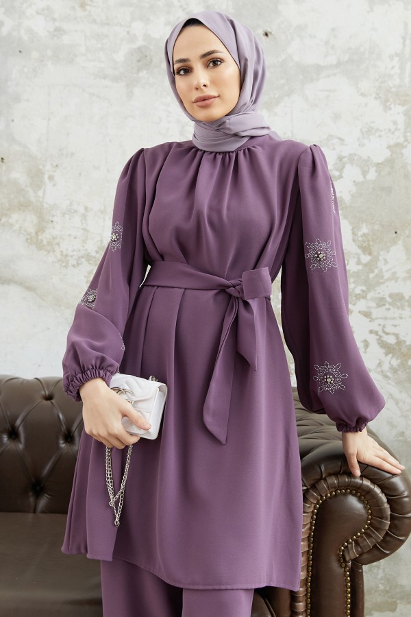 Mila Belted Set - Lilac