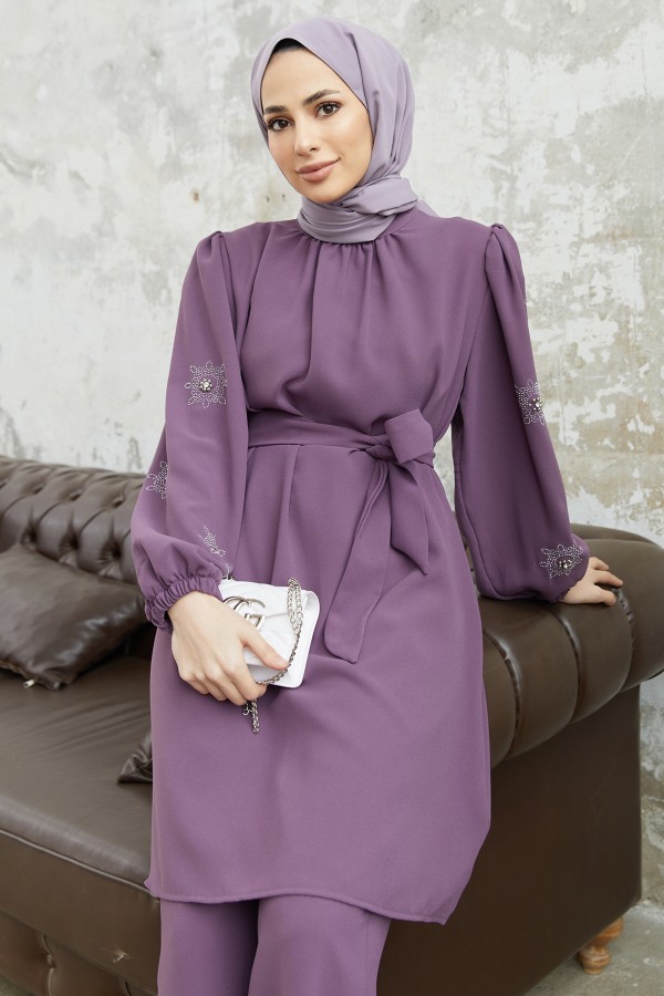 Mila Belted Set - Lilac