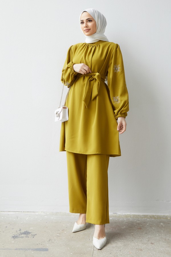 Mila Belted Suit - Oil Green