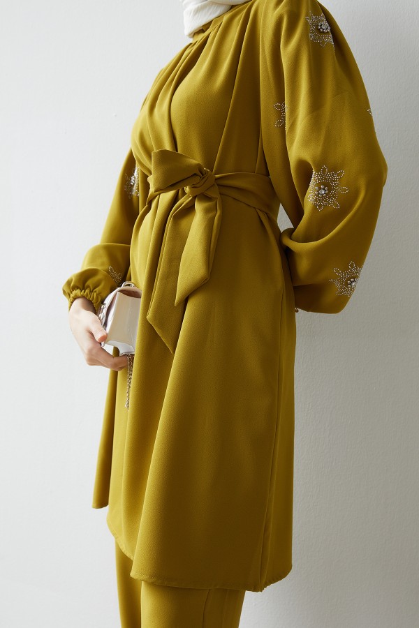 Mila Belted Suit - Oil Green