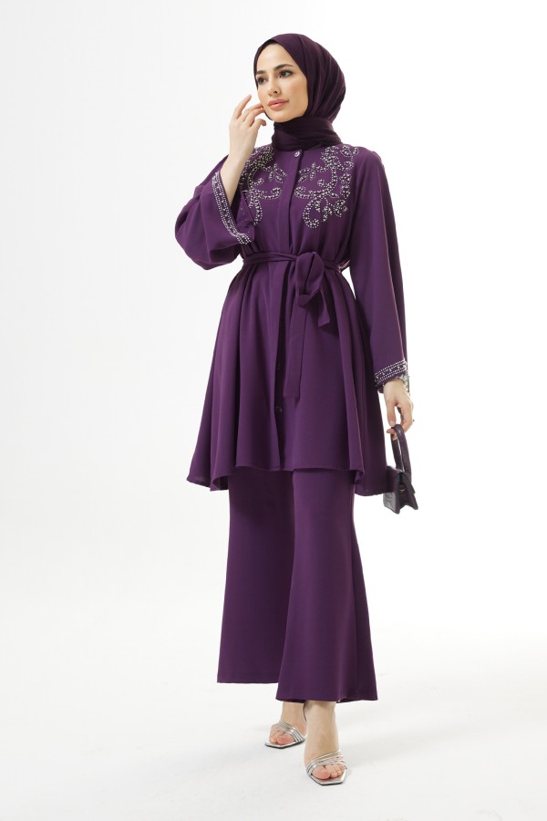 Mona Tunik Pantolon Takım - Mor