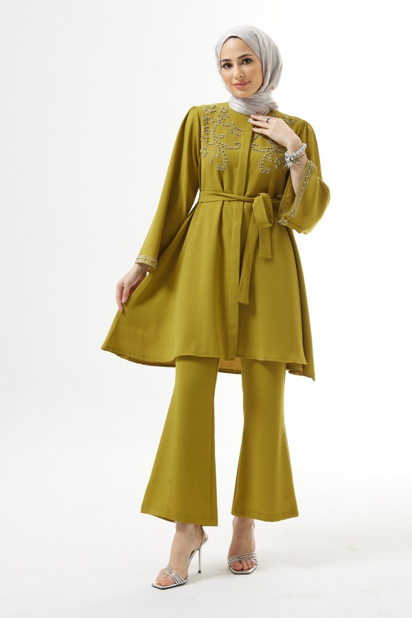 Mona Tunik Pantolon Takım - Yağ Yeşili