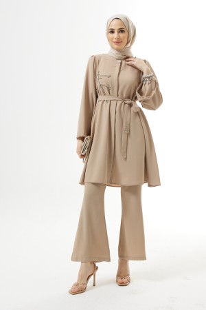 Luna Stone Embroidered Set - Beige