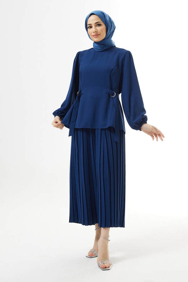 Piliseli Etekli Takım - İndigo