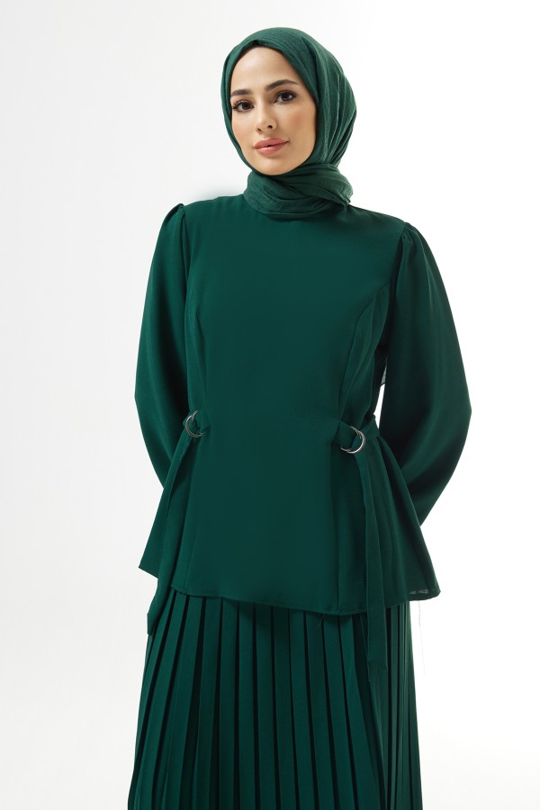 Piliseli Etekli Takım - Zümrüt