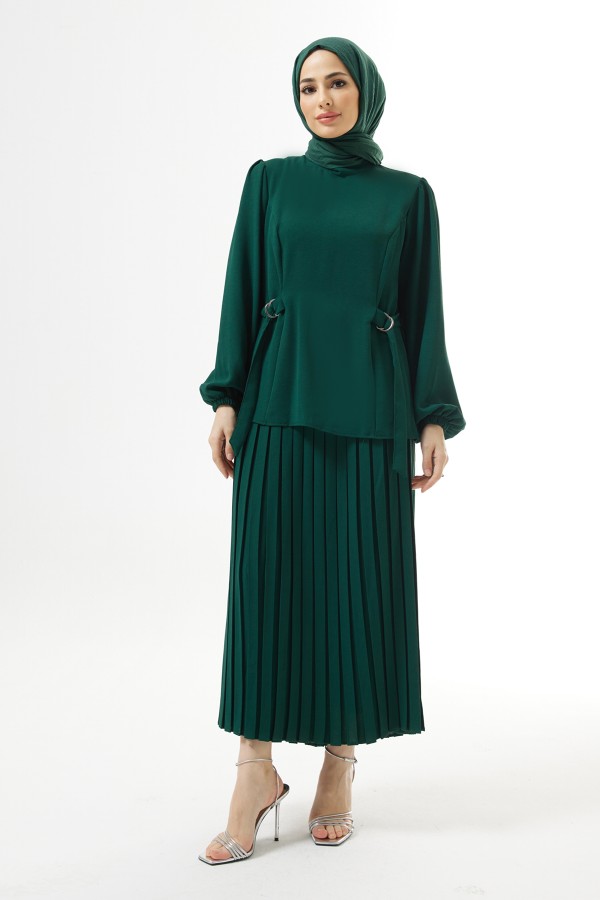 Piliseli Etekli Takım - Zümrüt