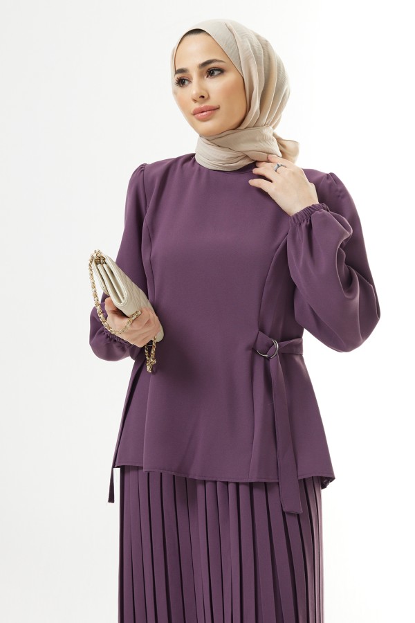 Piliseli Etekli Takım - Leylak