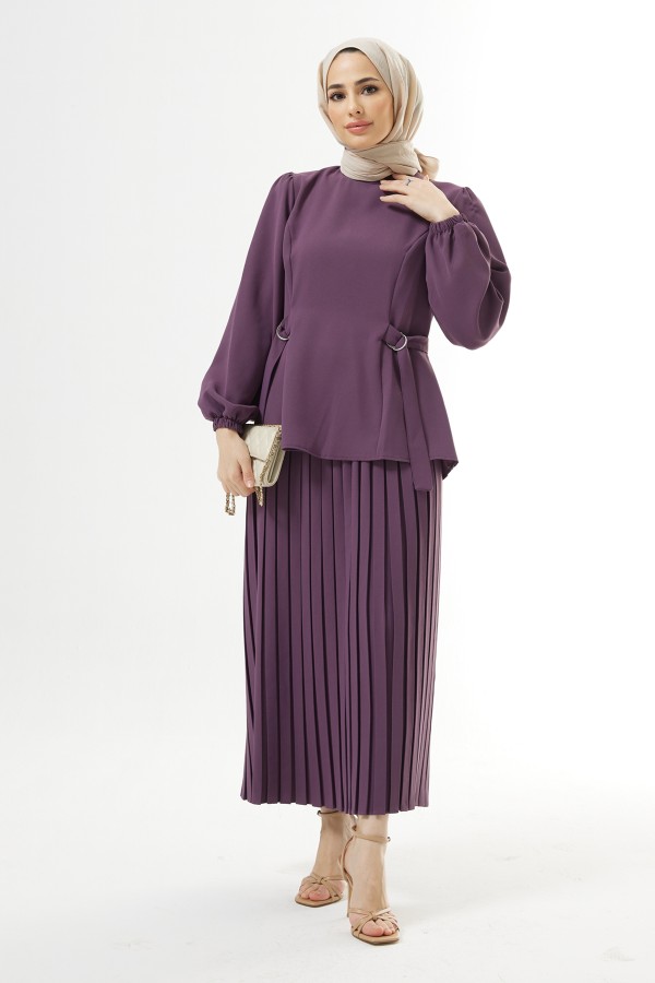 Piliseli Etekli Takım - Leylak