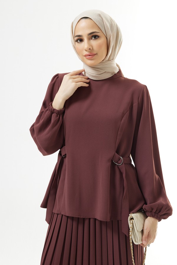 Piliseli Etekli Takım - Gül Kurusu