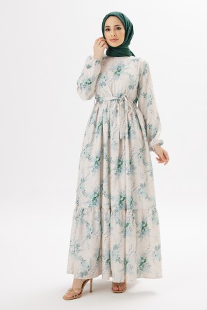Flora Linen Dress - Emerald