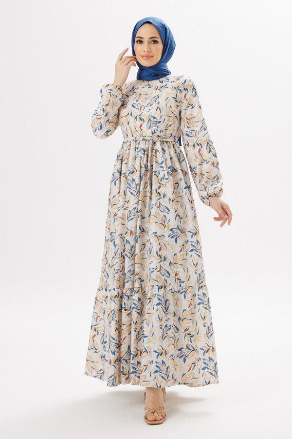 Viva Keten Elbise - İndigo