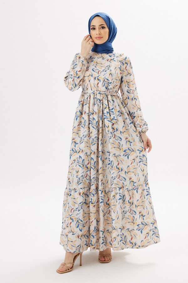 Viva Keten Elbise - İndigo